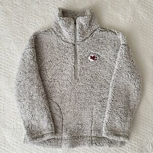 Kansas City Chiefs Women's Gray Sherpa Quarter-Zip Pullover Jacket NFL M